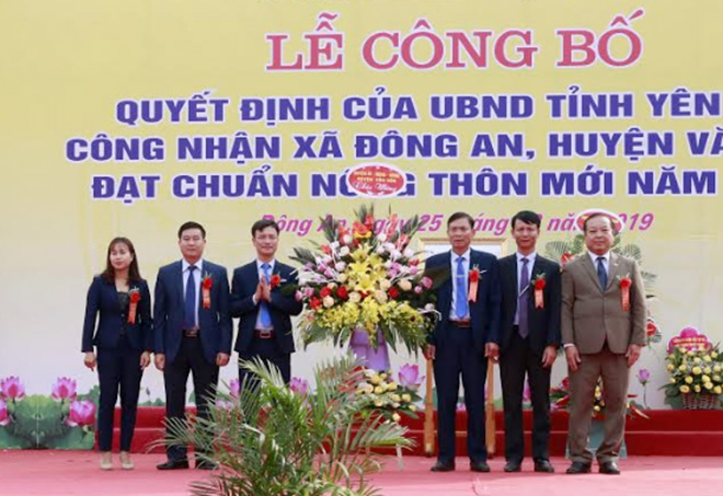 Xã Đông An, huyện Văn Yên được UBND tỉnh công nhận đạt chuẩn nông thôn mới.
