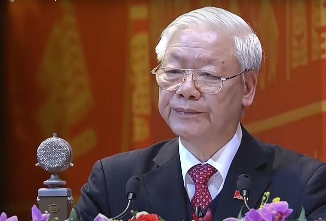 Tổng Bí thư, Chủ tịch nước Nguyễn Phú Trọng đọc diễn văn quan trọng bế mạc Đại hội.