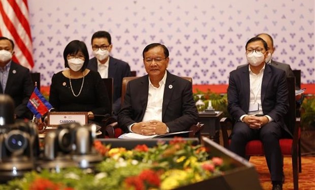 Deputy Prime Minister and Minister of Foreign Affairs and International Cooperation of Cambodia Prak Sokhon chairs the ASEAN Foreign Ministers' Meeting Retreat.