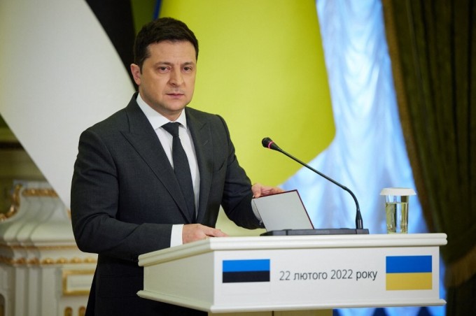 Tổng thống Ukraine Volodymyr Zelensky tại cuộc họp báo ở Kiev hôm 22/2.