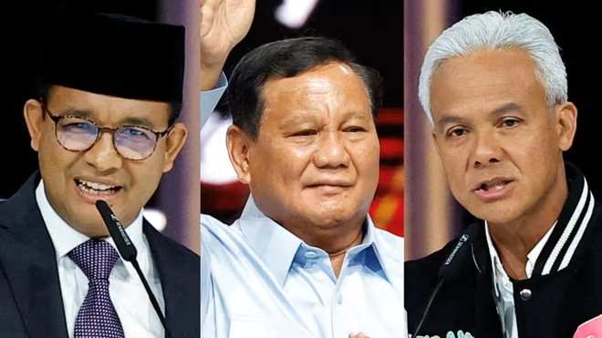 Ba ứng cử viên Tổng thống Indonesia (từ trái sang phải): ông Anies Baswedan, Prabowo Subianto và Ganjar Pranowo