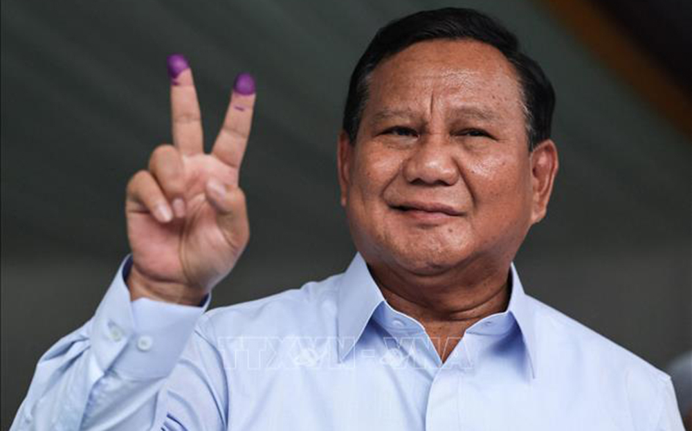 Ứng cử viên Tổng thống Indonesia Prabowo Subianto tại điểm bỏ phiếu ở Bogor ngày 14/2/2024.