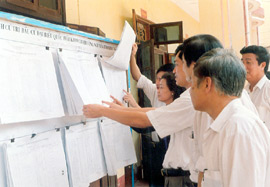 Công tác chuẩn bị bầu cử ở phường Nguyễn Thái Học.