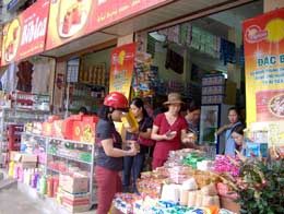 Một điểm bán bánh trung thu ở thành phố Yên Bái.
