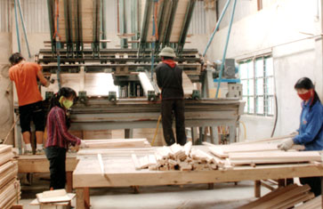 Một xưởng chế biến gỗ rừng trồng ở cụm công nghiệp xã Báo Đáp.
