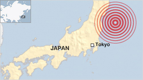 Bản đồ nơi xảy ra động đất