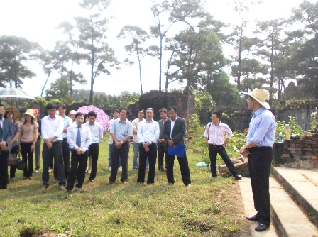 TS.Phan Thanh Hải, GĐ Trung tâm Bảo tồn di tích cố đô Huế phát biểu tại lễ khởi công tôn tạo điện Gia Thành