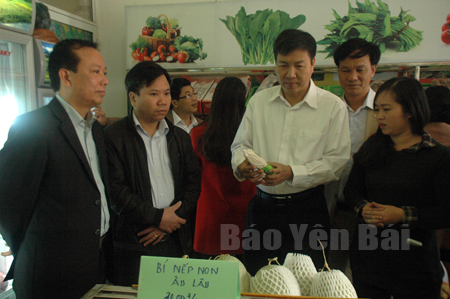 Đoàn đại biểu Quốc hội khóa XIV tỉnh Yên Bái giám sát việc bảo quản, kinh doanh sản phẩm nông nghiệp sạch tại thành phố Yên Bái.