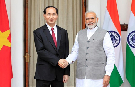 Chủ tịch nước Trần Đại Quang hội đàm với Thủ tướng Ấn Độ Narendra Modi.