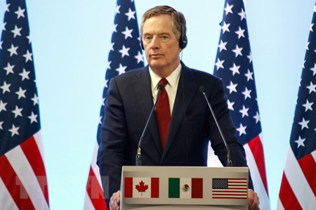 Đại diện Thương mại Mỹ Robert Lighthizer trong cuộc họp báo tại Mexico City, Mexico ngày 5/3.