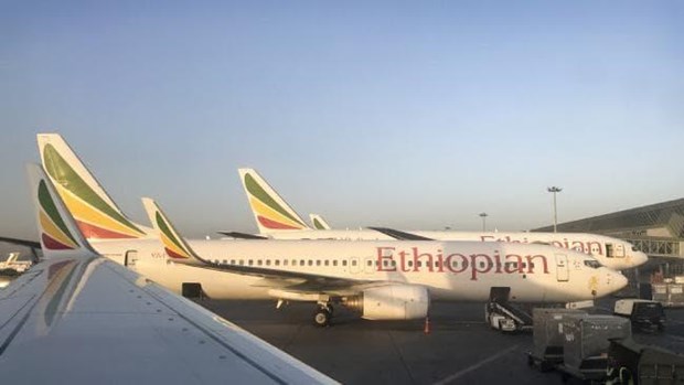 Một chiếc Boeing 737-800 của Ethiopian Airlines đỗ tại sân bay quốc tế Bole, Ethiopia.