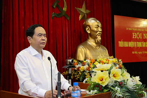 Chủ tịch Ủy ban Trung ương MTTQ Việt Nam Trần Thanh Mẫn phát biểu tại hội nghị.