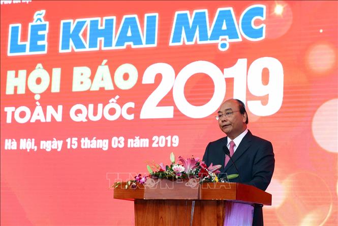 Thủ tướng Nguyễn Xuân Phúc phát biểu tại Lễ khai mạc Hội báo toàn quốc năm 2019.