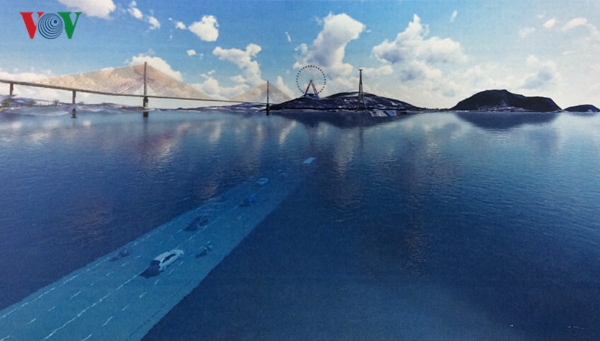 Phối cảnh minh họa dự án hầm đường bộ vượt biển qua vịnh Cửa Lục.