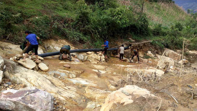 Công trình nước sạch Giàng A Trừ, xã Kim Nọi, huyện Mù Cang Chải được khắc phục sau cơn bão số 3, năm 2018.