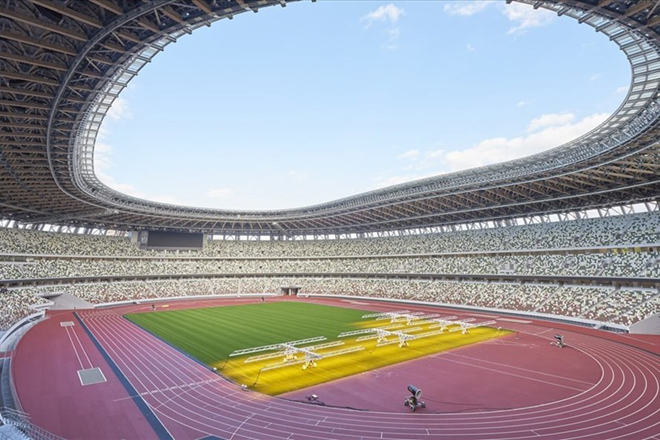 Sân vận động mới được xây dựng phục vụ Olympic Tokyo 2020 tại Nhật Bản.