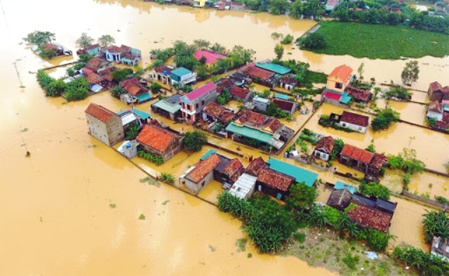 Thiên tai gây ngập lụt tại huyện Chương Mỹ vào năm 2018