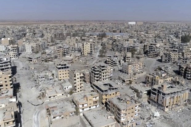 Cảnh đổ nát tại Syria sau các cuộc không kích. (Ảnh minh họa).
