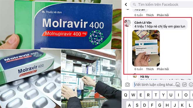 Là thuốc kê đơn nhưng Molnupiravir được rao bán tràn lan trên mạng xã hội, có người rao bán với giá 4 triệu đồng/hộp.