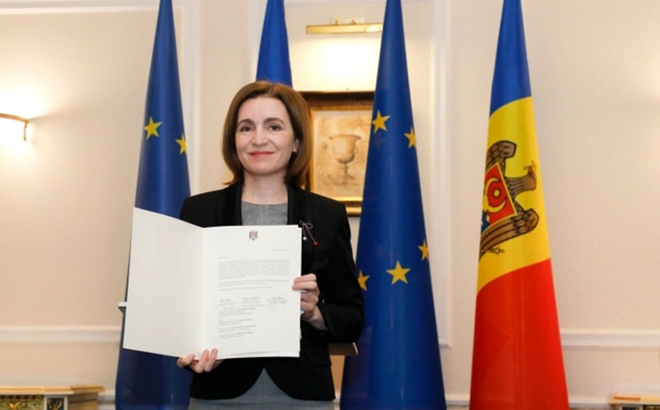 Tổng thống Moldova Maia Sandu.