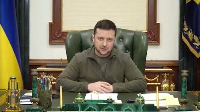 Tổng thống Ukraine Zelensky xuất hiện trong đoạn clip hôm 7-3.