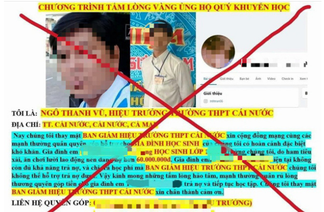 Thông tin trên mạng xã hội được lãnh đạo Trường THPT Cái Nước khẳng định là giả mạo.