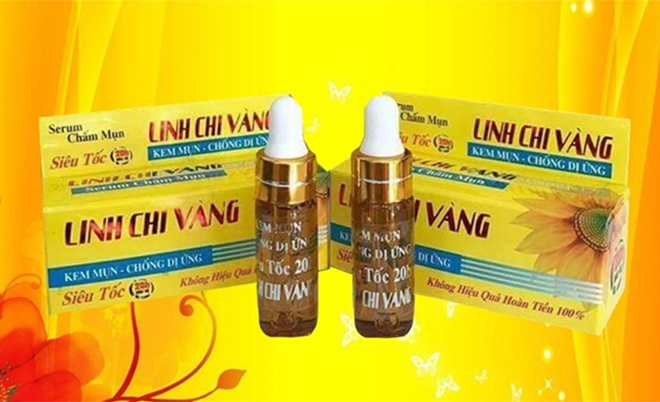 Sản phẩm Serum chấm mụn hết mụn Linh chi vàng, số tiếp nhận phiếu công bố sản phẩm mỹ phẩm 041/22/CBMP-CT bị cấm lưu hành.