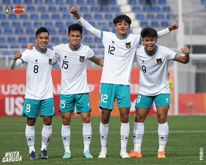 Ảnh: U20 Indonesia đánh bại U20 Syria nhờ bàn thắng duy nhất từ pha độc diễn của số 9 Hokky Coraka.