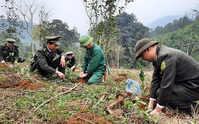 Cán bộ kiểm lâm huyện Lục Yên bám sát cơ sở để triển khai công tác trồng rừng vụ xuân năm 2023.