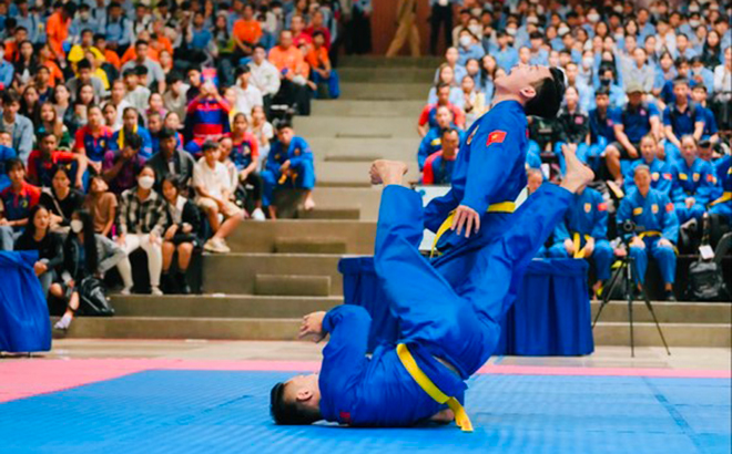 VĐV đã tranh tài tại giải vovinam vô địch Đông Nam Á 2023.