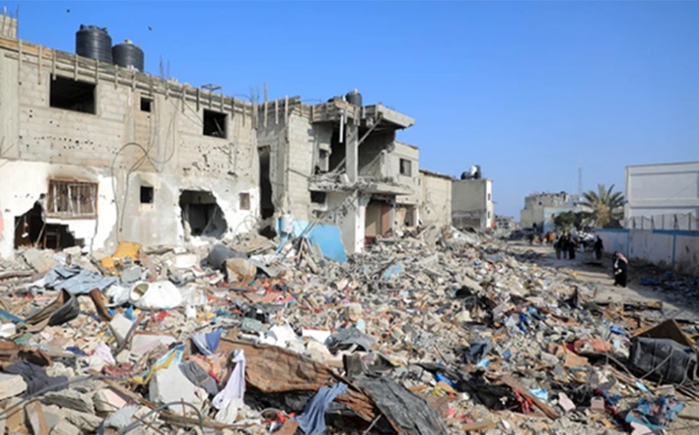 Cảnh đổ nát sau cuộc không kích tại Khan Younis, Dải Gaza, ngày 28/2/2024.