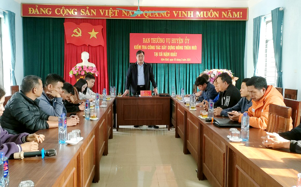 Bí thư Huyện ủy Nông Việt Yên phát biểu tại buổi làm việc.