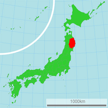 Iwate là điểm có màu đỏ.