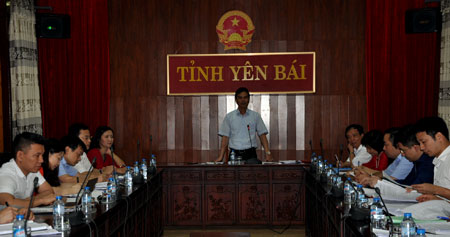 Đồng chí Dương Văn Tiến - Phó Chủ tịch UBND tỉnh phát biểu kết luận buổi làm việc.