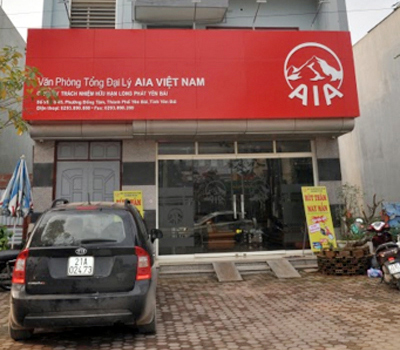 Văn phòng Tổng đại lý AIA Việt Nam tại Yên Bái, địa chỉ số 55, tổ 45 phường Đồng Tâm, thành phố Yên Bái.