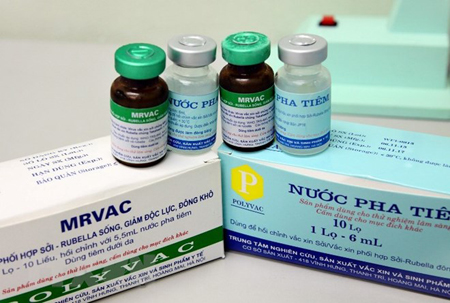 Vắcxin phối hợp sởi-Rubella do Việt Nam sản xuất.