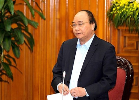 Thủ tướng Nguyễn Xuân Phúc tại buổi làm việc chiều 18/4.