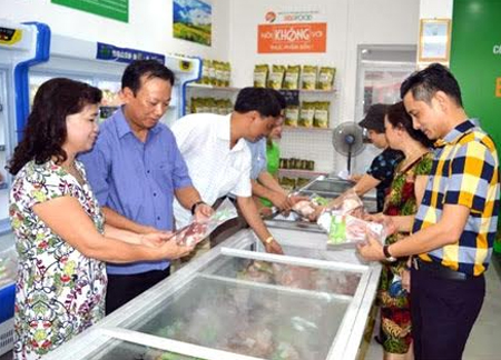 Cán bộ Chi cục Quản lý chất lượng nông lâm sản và thủy sản kiểm tra cơ sở sản xuất kinh doanh thực phẩm nông lâm sản trên địa bàn thành phố Yên Bái.