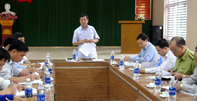 Đồng chí Nguyễn Văn Lịch phát biểu tại cuộc làm việc với Đảng ủy xã An Lạc