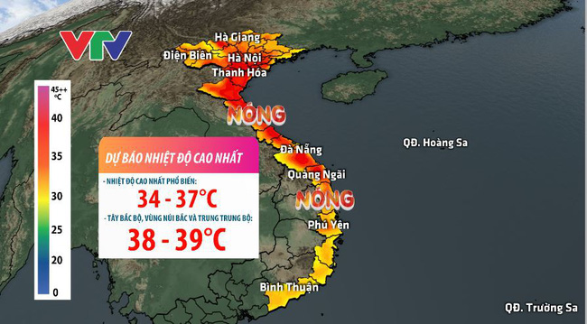 Khu vực Tây Bắc Bộ và vùng núi các tỉnh Bắc và Trung Trung Bộ nắng nóng gay gắt, nhiệt cao 38-39 độ C, có nơi trên 40 độ C.
