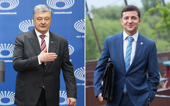 Tổng thống Poroshenko (trái) và diễn viên hài Zelensky.