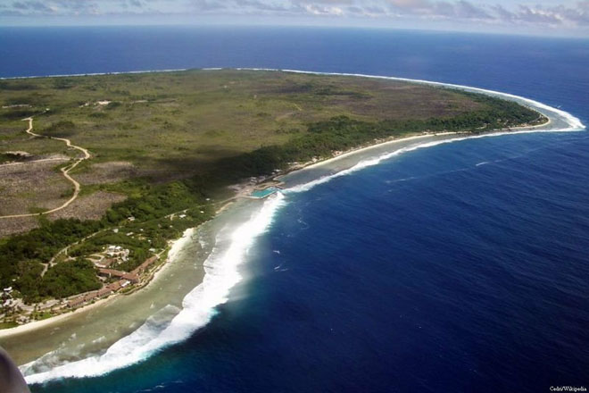 Phía đông đảo Nauru nhìn từ trên không.