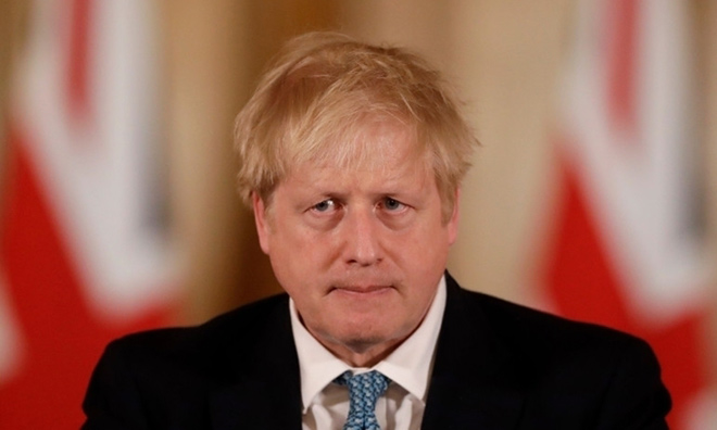 Thủ tướng Anh Boris Johnson tại cuộc họp báo ở London ngày 16/3.