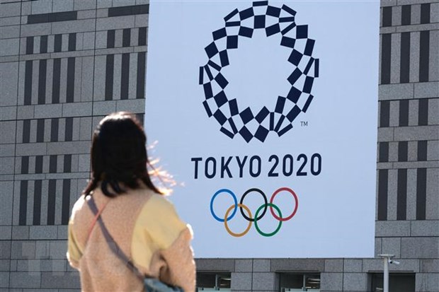 Biểu tượng Thế vận hội mùa Hè Tokyo 2020 tại Tokyo, Nhật Bản, ngày 4/2/2021.