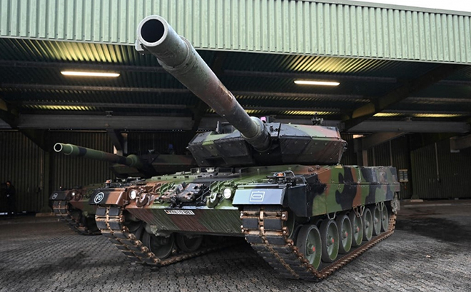 Xe tăng Leopard 2 ở Augustdorf, Đức , ngày 1/2/2023. Ảnh: AFP