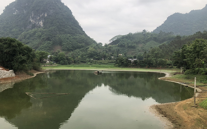 Hồ đập Trại Lần, xã Mông Sơn, huyện Yên Bình. (Ảnh: Thủy Thanh)
