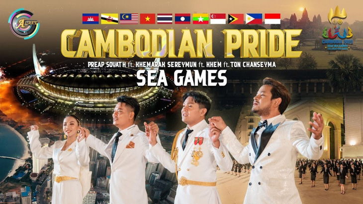 Bài hát chính thức của SEA Games 32 mang tên Cambodian Pride do ca sĩ Preap Sovath và các đồng nghiệp thể hiện đang gây sốt - Ảnh chụp từ YouTube.