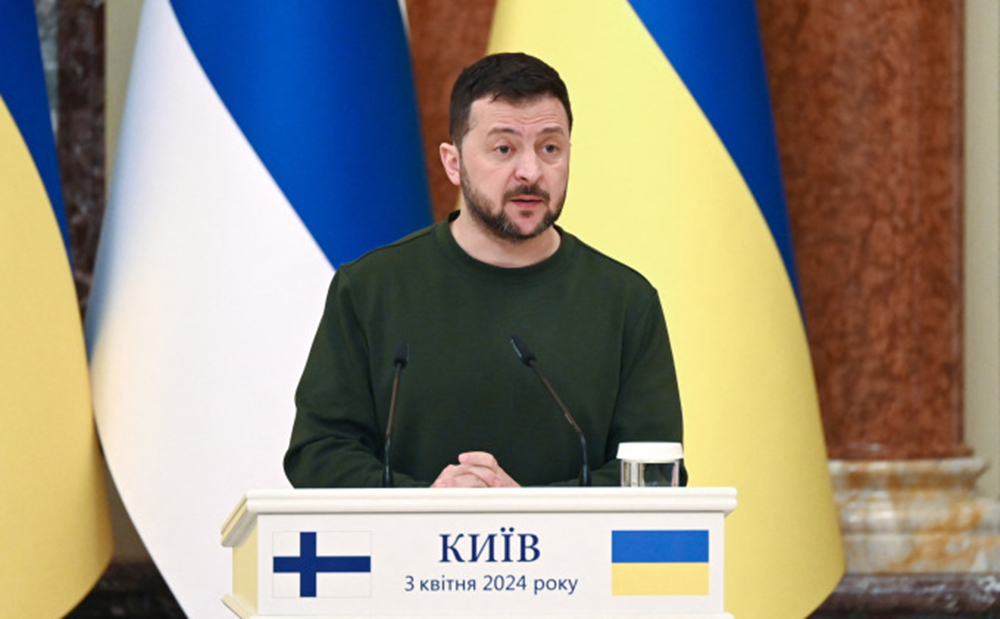 Tổng thống Volodymyr Zelensky trong cuộc họp báo tại thủ đô Kiev, Ukraine ngày 3/4.