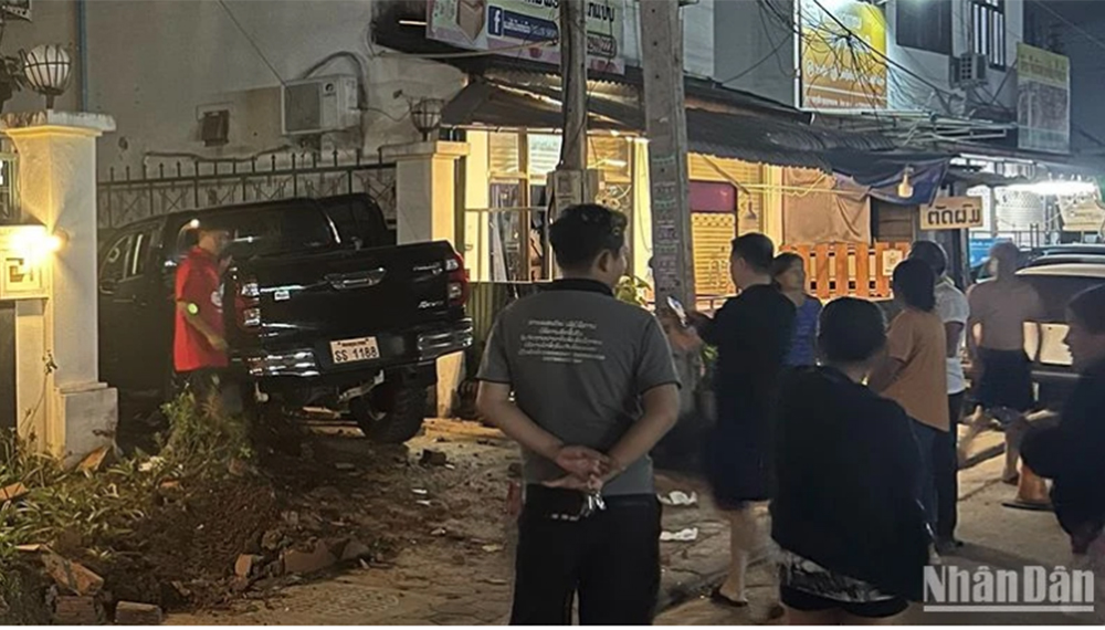 Một vụ tai nạn giao thông xảy ra tại thủ đô Vientiane.