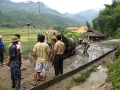 Bê tông hoá đường giao thông về xã Hát Lừu (Trạm Tấu).